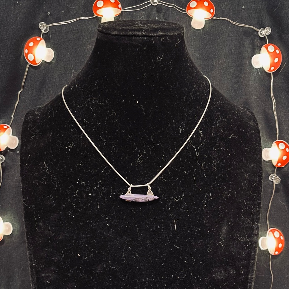 Sterling Silver Necklace w/ a Charoite Pendant